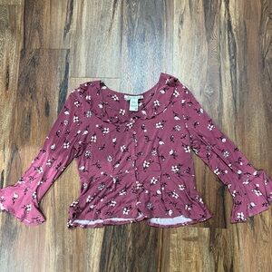 American Rag Mauve Floral Peplum Blouse